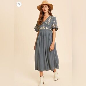 In Loom Flutter Sleeve Fit and Flare Dress